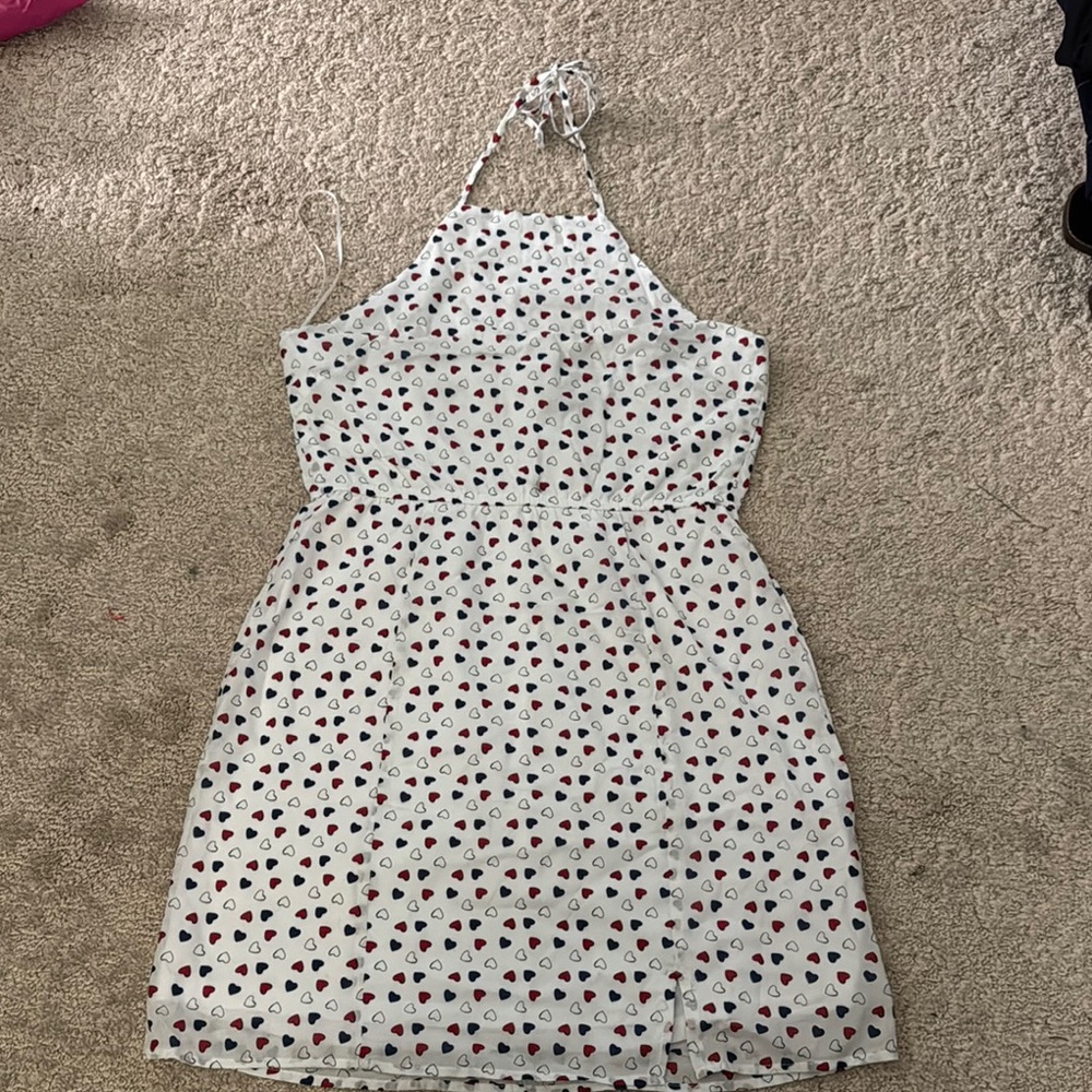 Francesca's Red White and Blue Heart Backless Dress